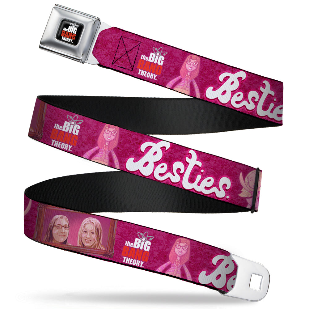 THE BIG BANG THEORY Full Color Black White Red Seatbelt Belt - Amy & Penny Sketch/Portrait BESTIES Pinks/White Webbing Seatbelt Belts The Big Bang Theory