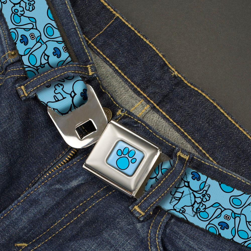 Blue's Clues Paw Full Color Blues Seatbelt Belt - Blue's Clues Blue Poses Scattered Blues Webbing Seatbelt Belts Blue's Clues