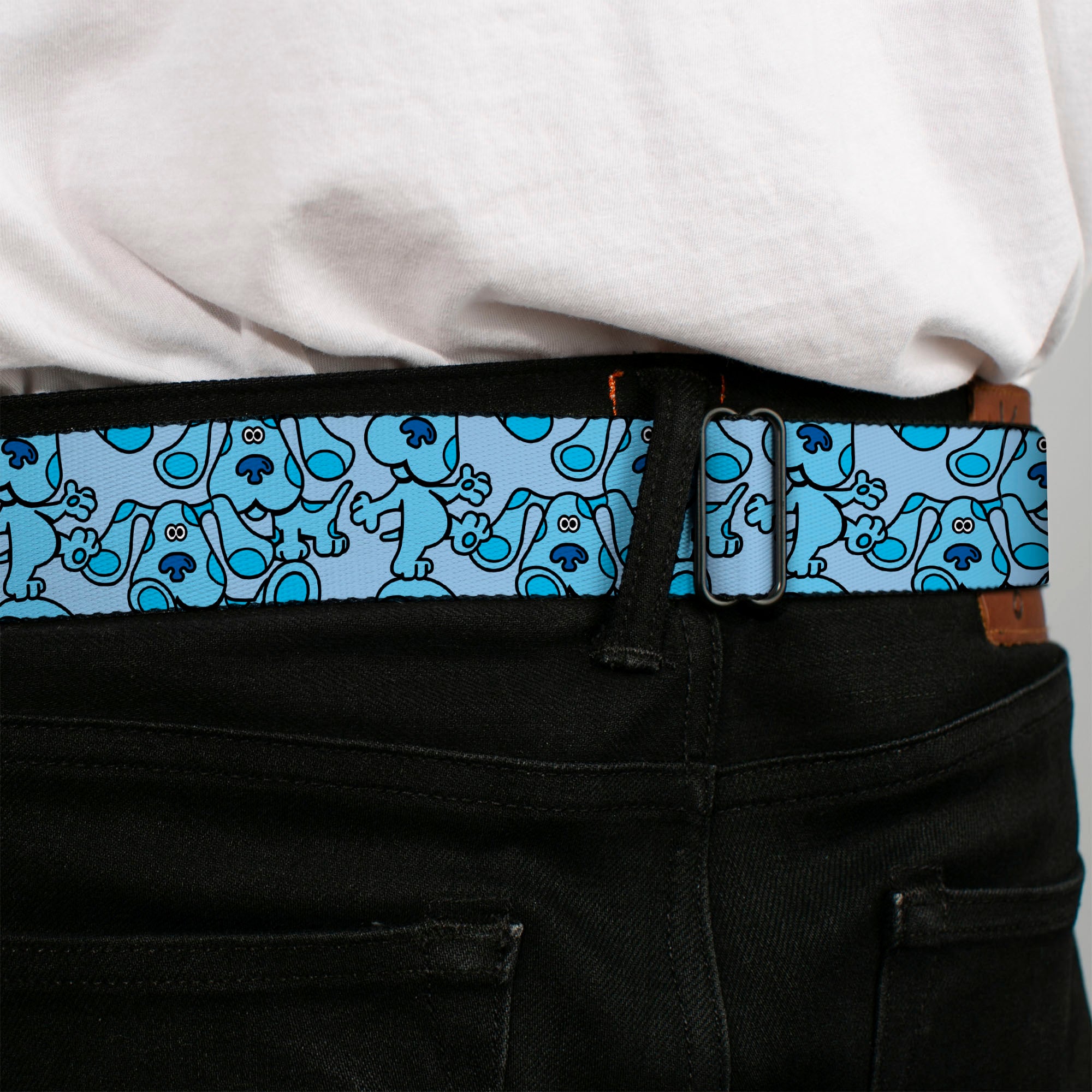 Blue's Clues Paw Full Color Blues Seatbelt Belt - Blue's Clues Blue Poses Scattered Blues Webbing Seatbelt Belts Blue's Clues