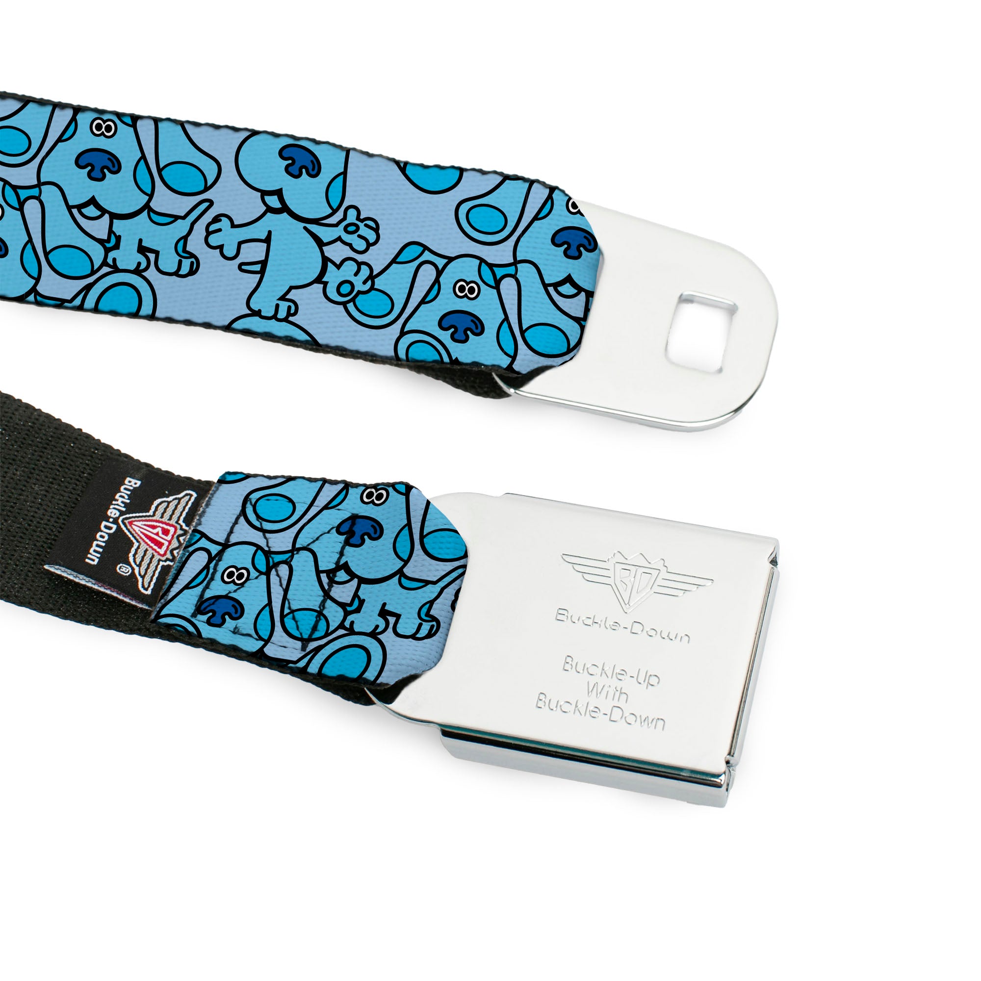 Blue's Clues Paw Full Color Blues Seatbelt Belt - Blue's Clues Blue Poses Scattered Blues Webbing Seatbelt Belts Blue's Clues