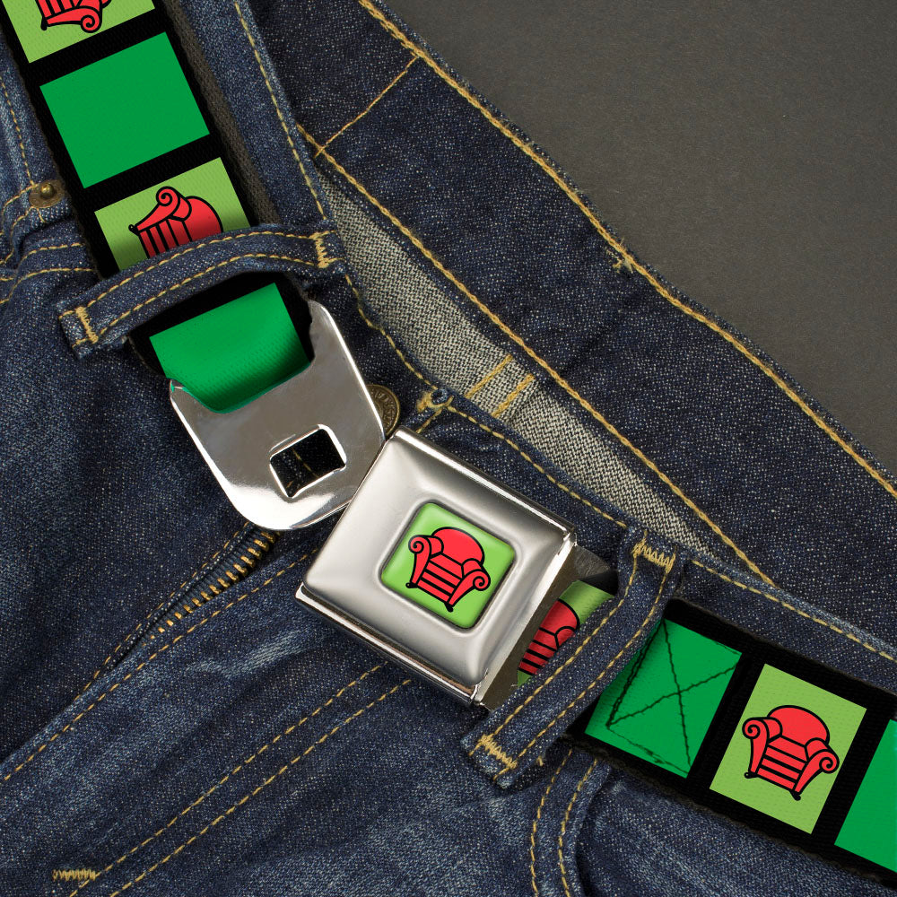 Blue's Clues Steve's Thinking Chair Full Color Green/Black/Red Seatbelt Belt - Blue's Clues Steve's Stripe and Thinking Chair Black/Greens/Red Webbing Seatbelt Belts Blue's Clues