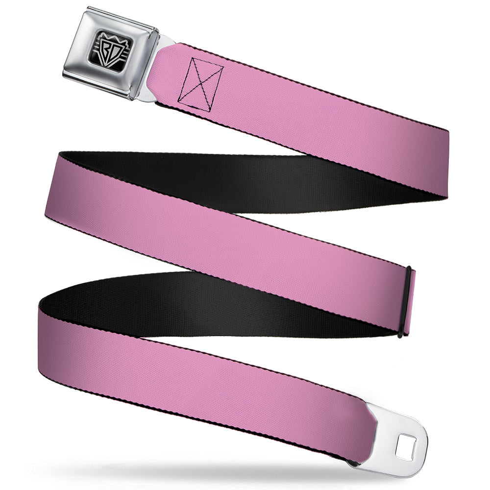 BD Wings Logo CLOSE-UP Full Color Black Silver Seatbelt Belt - Baby Pink Webbing Seatbelt Belts Buckle-Down