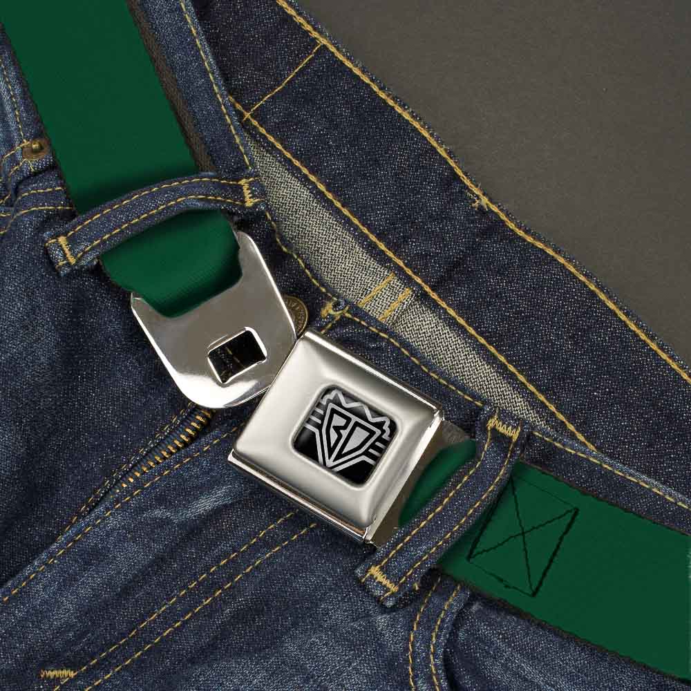 BD Wings Logo CLOSE-UP Full Color Black Silver Seatbelt Belt - Hunter Webbing Seatbelt Belts Buckle-Down