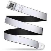 BD Wings Logo CLOSE-UP Full Color Black Silver Seatbelt Belt - White Webbing Seatbelt Belts Buckle-Down