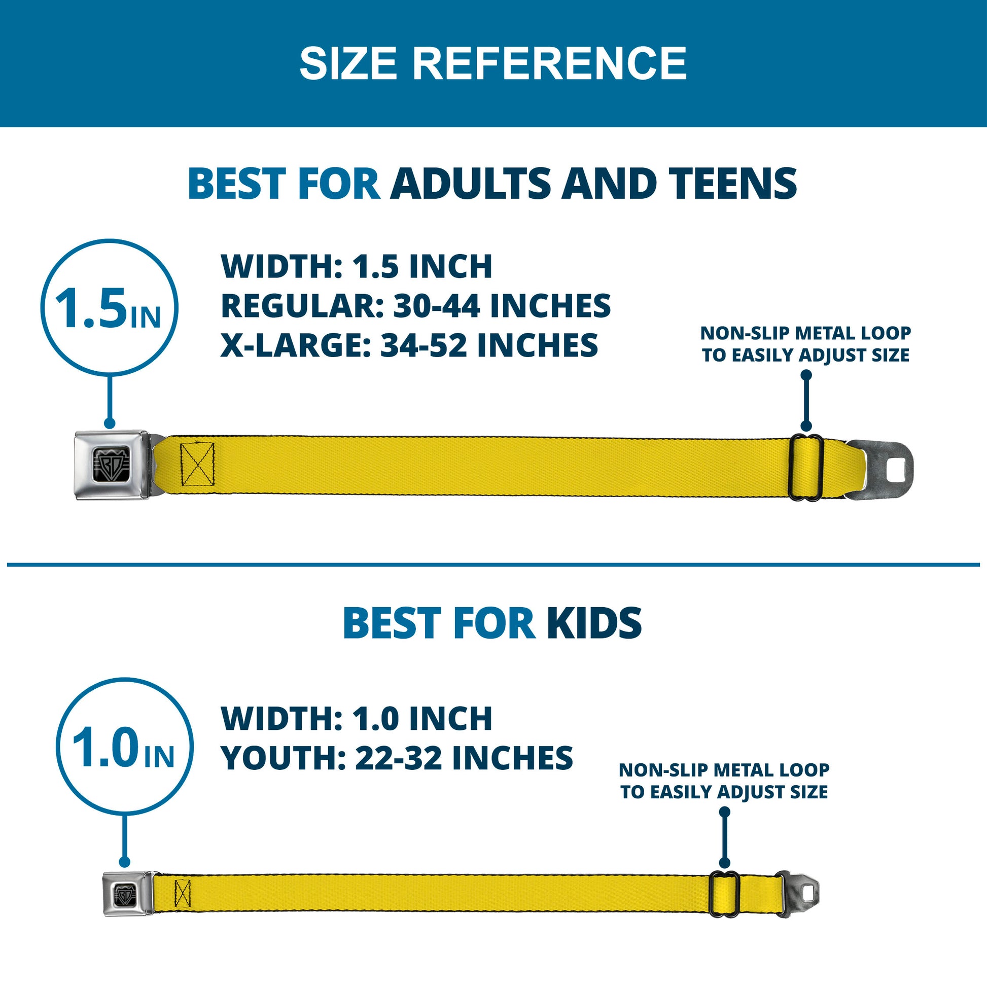 BD Wings Logo CLOSE-UP Full Color Black Silver Seatbelt Belt - Yellow Webbing Seatbelt Belts Buckle-Down