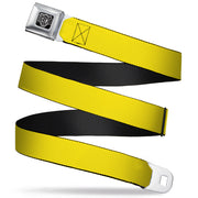 BD Wings Logo CLOSE-UP Full Color Black Silver Seatbelt Belt - Yellow Webbing Seatbelt Belts Buckle-Down