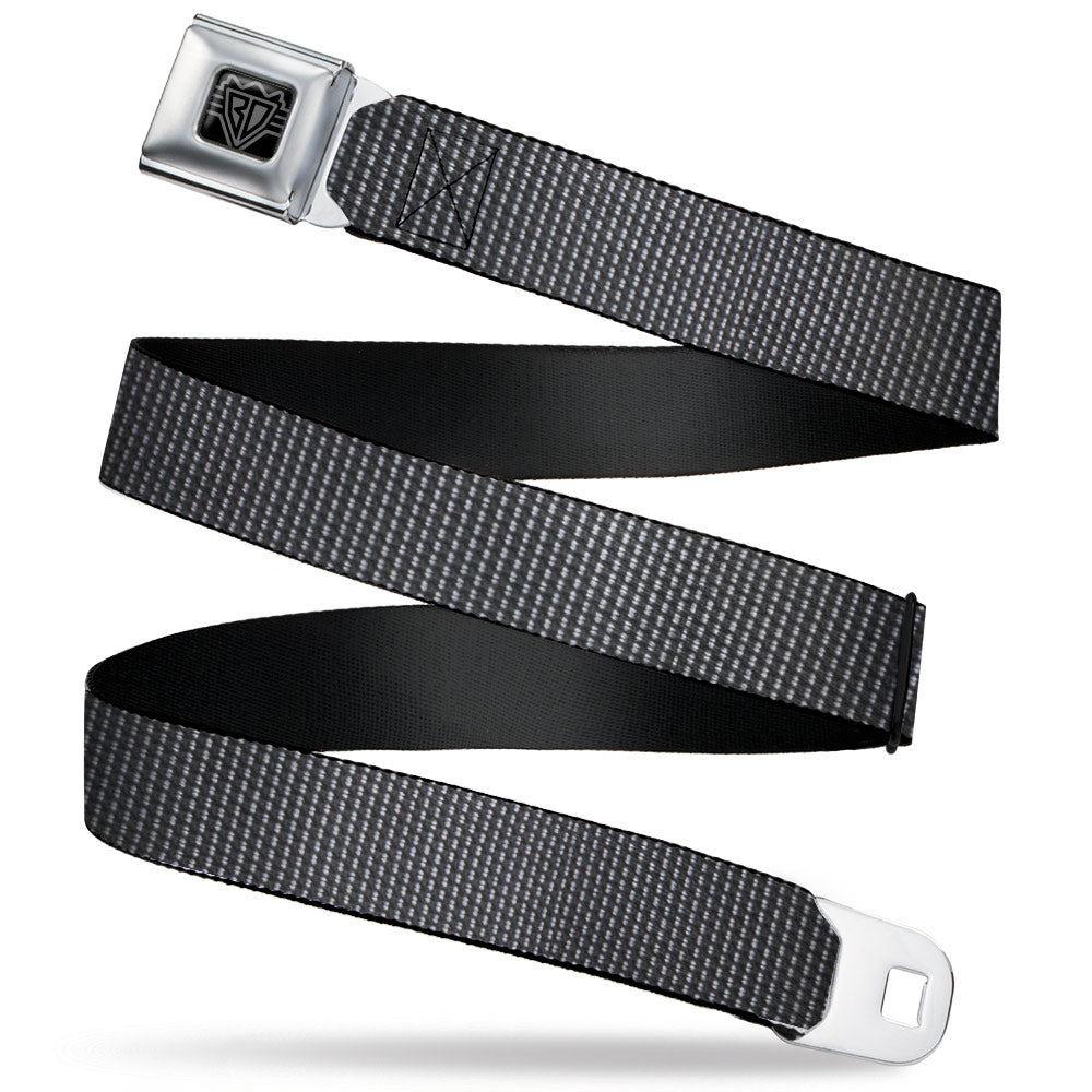 BD Wings Logo CLOSE-UP Black/Silver Seatbelt Belt - Dot Black/White Webbing Seatbelt Belts Buckle-Down
