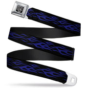 BD Wings Logo CLOSE-UP Full Color Black Silver Seatbelt Belt - Flame Blue Webbing Seatbelt Belts Buckle-Down