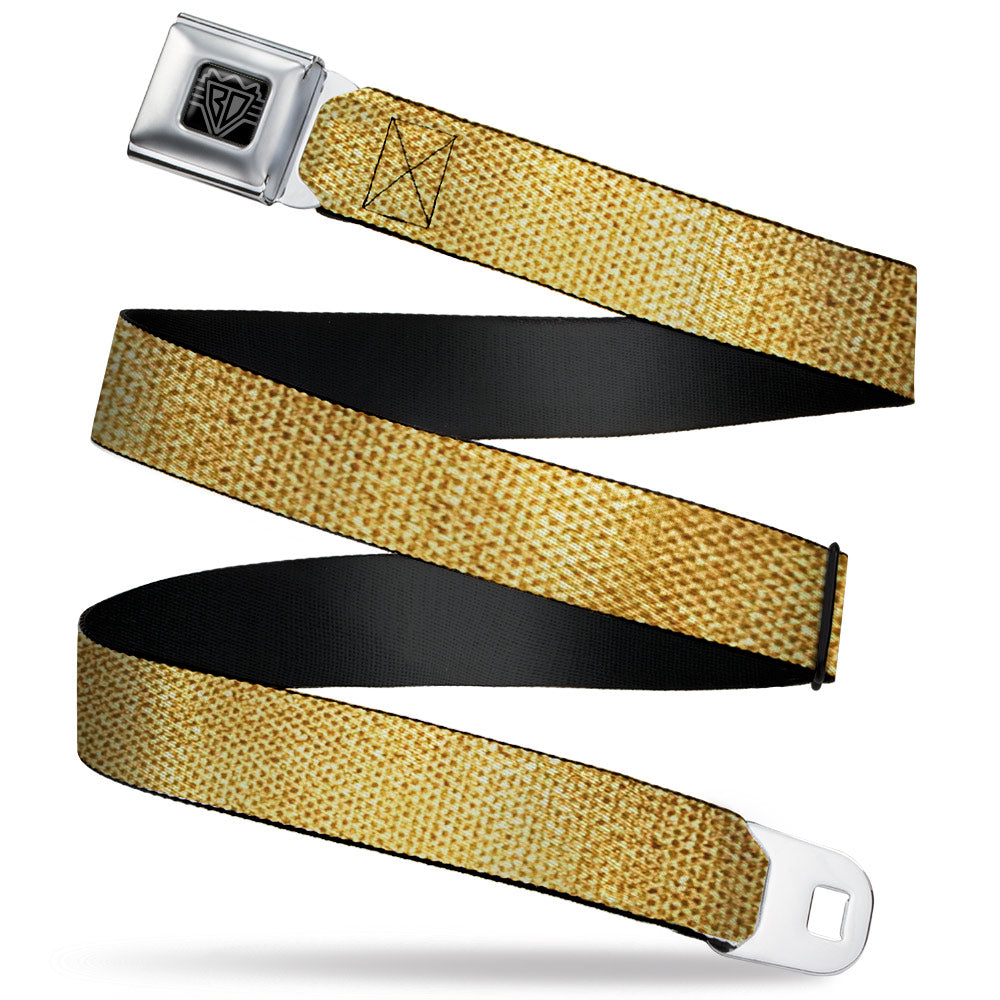 BD Wings Logo CLOSE-UP Black/Silver Seatbelt Belt - Metallic Gold Webbing Seatbelt Belts Buckle-Down