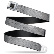BD Wings Logo CLOSE-UP Black/Silver Seatbelt Belt - Metallic Silver Webbing Seatbelt Belts Buckle-Down