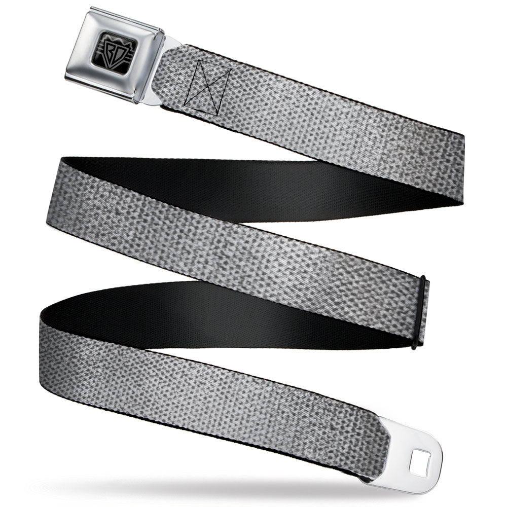 BD Wings Logo CLOSE-UP Black/Silver Seatbelt Belt - Metallic Silver Webbing Seatbelt Belts Buckle-Down