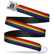 BD Wings Logo CLOSE-UP Full Color Black Silver Seatbelt Belt - Rainbow Webbing Seatbelt Belts Buckle-Down