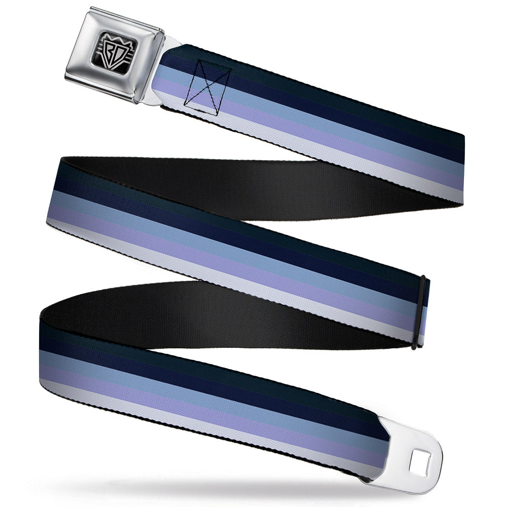 BD Wings Logo CLOSE-UP Full Color Black Silver Seatbelt Belt - Spectrum Blue Webbing Seatbelt Belts Buckle-Down
