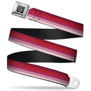 BD Wings Logo CLOSE-UP Full Color Black Silver Seatbelt Belt - Spectrum Pink Webbing Seatbelt Belts Buckle-Down