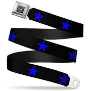BD Wings Logo CLOSE-UP Full Color Black Silver Seatbelt Belt - Star Black/Blue Webbing Seatbelt Belts Buckle-Down