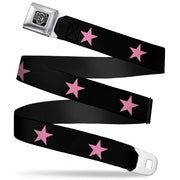 BD Wings Logo CLOSE-UP Full Color Black Silver Seatbelt Belt - Star Black/Pink Webbing Seatbelt Belts Buckle-Down