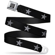 BD Wings Logo CLOSE-UP Full Color Black Silver Seatbelt Belt - Star Black/Silver Webbing Seatbelt Belts Buckle-Down