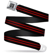 BD Wings Logo CLOSE-UP Full Color Black Silver Seatbelt Belt - Stripe Black/Red Webbing Seatbelt Belts Buckle-Down