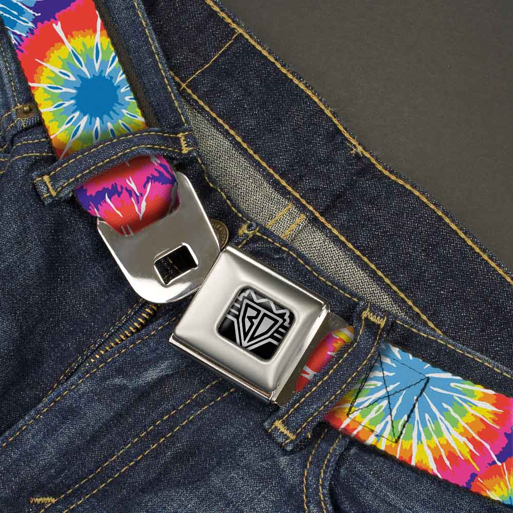 BD Wings Logo CLOSE-UP Full Color Black Silver Seatbelt Belt - 70's Tie Dye Webbing Seatbelt Belts Buckle-Down