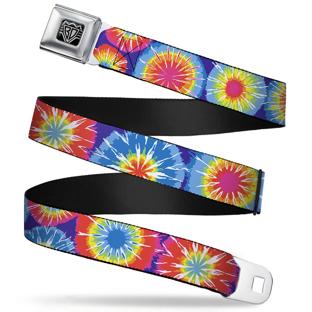 BD Wings Logo CLOSE-UP Full Color Black Silver Seatbelt Belt - 70's Tie Dye Webbing Seatbelt Belts Buckle-Down
