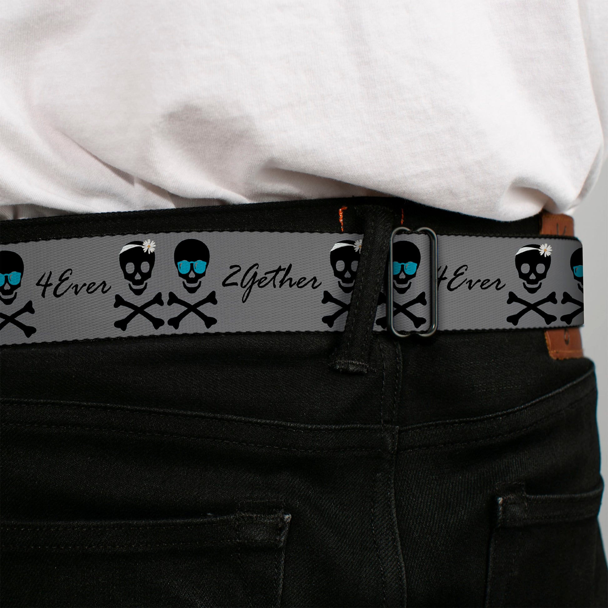BD Wings Logo CLOSE-UP Full Color Black Silver Seatbelt Belt - 2gether 4ever Skulls Webbing Seatbelt Belts Buckle-Down