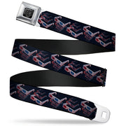 BD Wings Logo CLOSE-UP Full Color Black Silver Seatbelt Belt - 3-D Glasses Black Webbing Seatbelt Belts Buckle-Down