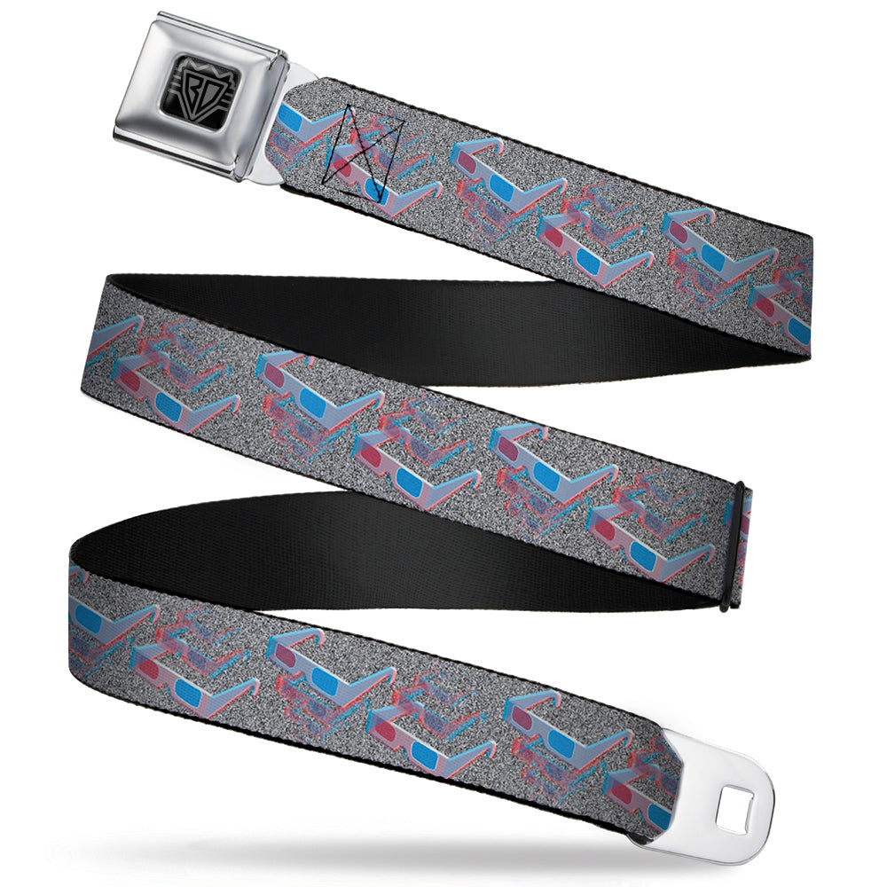 BD Wings Logo CLOSE-UP Full Color Black Silver Seatbelt Belt - 3-D Glasses w/TV Noise Webbing Seatbelt Belts Buckle-Down