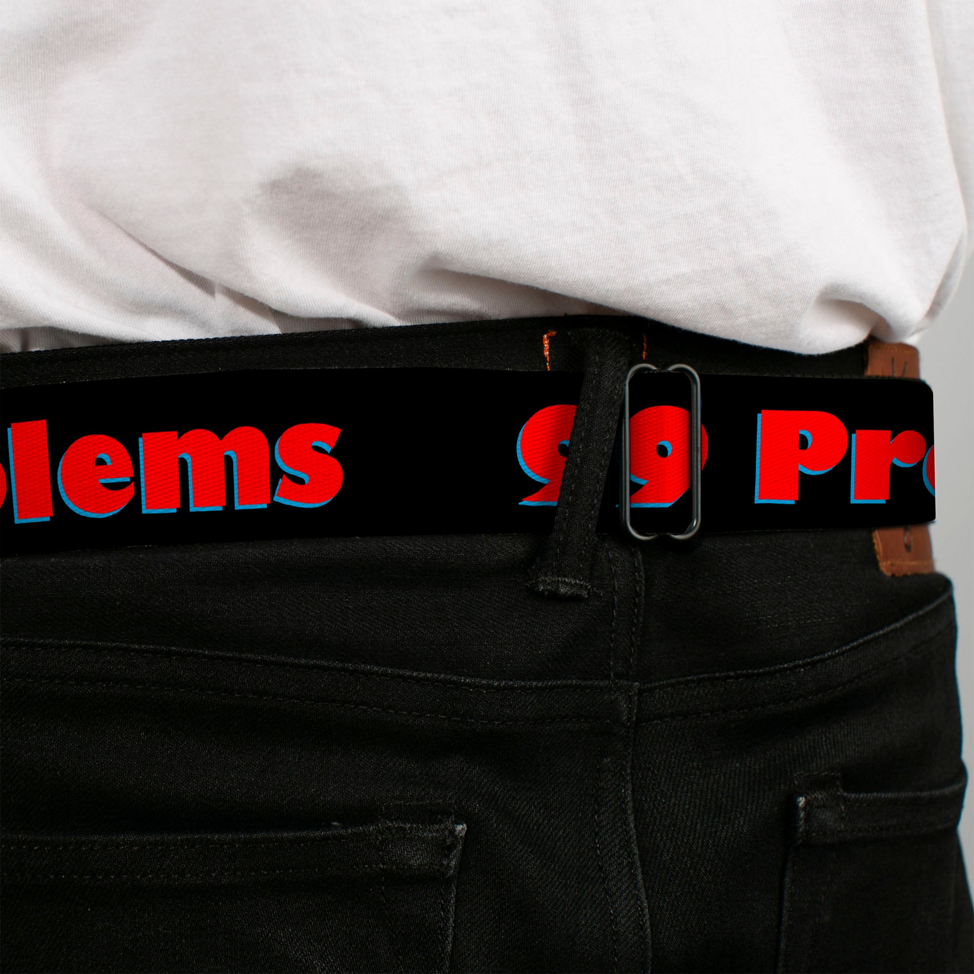 Seatbelt Belt - 99 PROBLEMS Black/Red Seatbelt Belts Buckle-Down