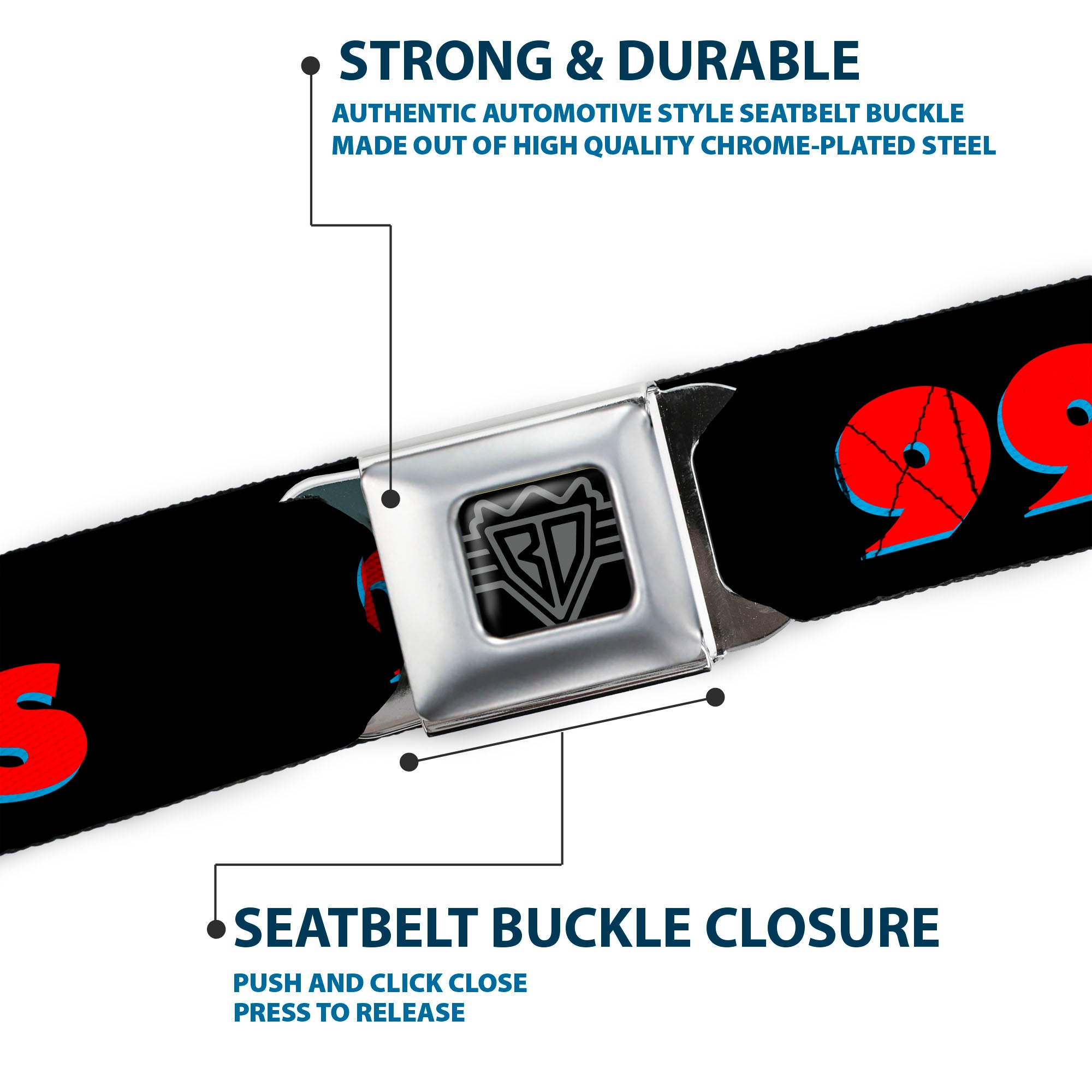 Seatbelt Belt - 99 PROBLEMS Black/Red Seatbelt Belts Buckle-Down