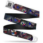 BD Wings Logo CLOSE-UP Full Color Black Silver Seatbelt Belt - 3-D TV Cats in Space Webbing Seatbelt Belts Buckle-Down