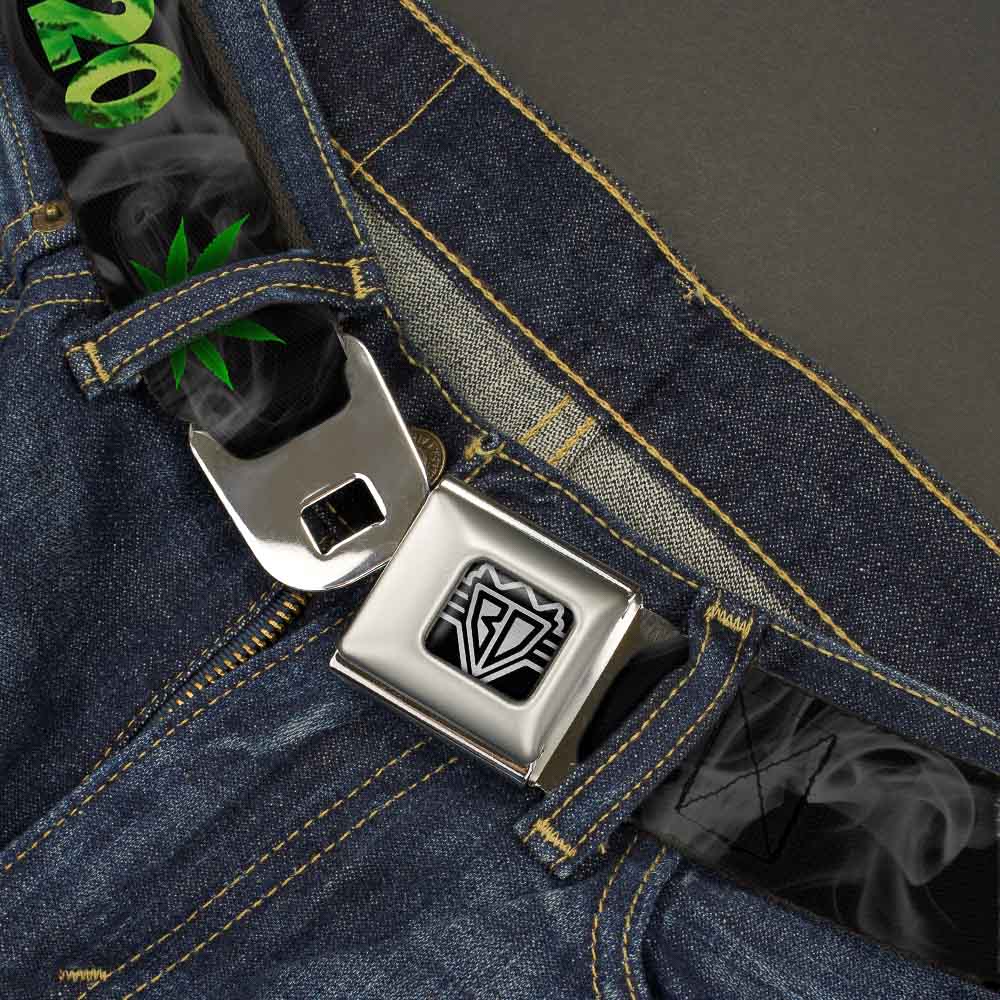 Seatbelt Belt - 420/Pot Leaf Black/Smoke/Green Seatbelt Belts Buckle-Down
