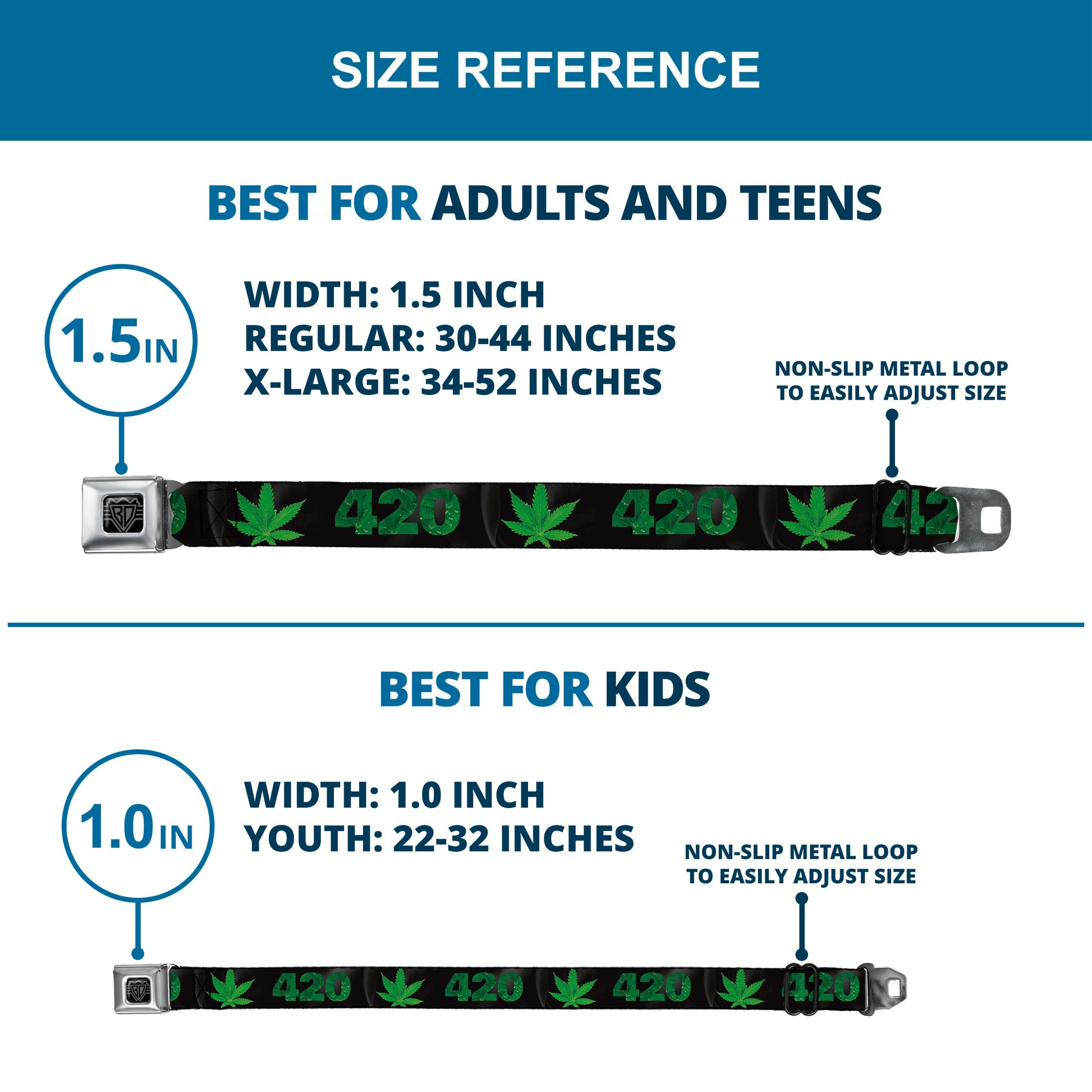 Seatbelt Belt - 420/Pot Leaf Black/Smoke/Green Seatbelt Belts Buckle-Down