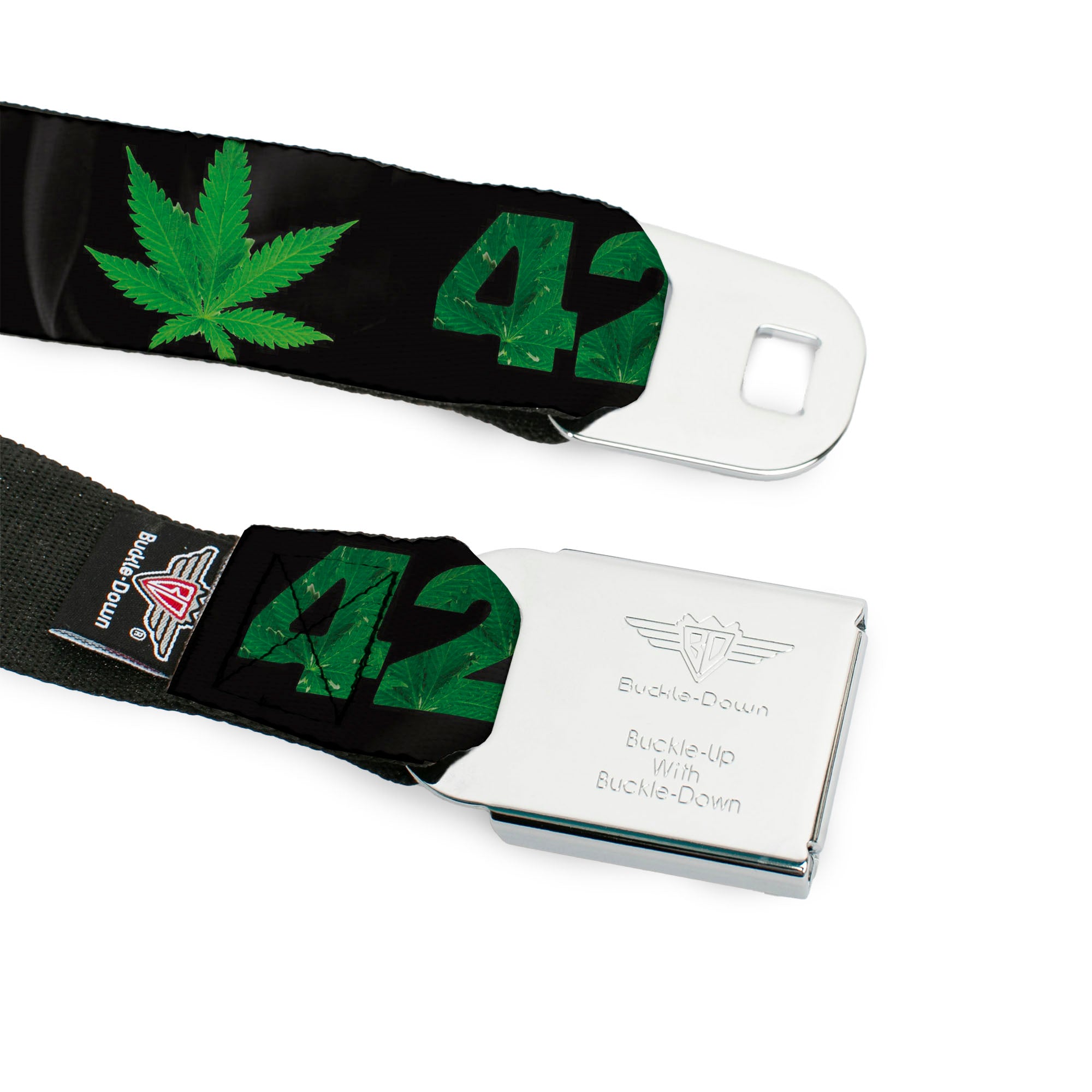 Seatbelt Belt - 420/Pot Leaf Black/Smoke/Green Seatbelt Belts Buckle-Down