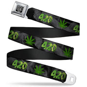 Seatbelt Belt - 420/Pot Leaf Black/Smoke/Green Seatbelt Belts Buckle-Down