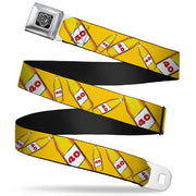 Seatbelt Belt - 40 Oz. Beer Bottles Yellow Seatbelt Belts Buckle-Down