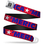 BD Wings Logo CLOSE-UP Full Color Black Silver Seatbelt Belt - 'MERICA/Star Red/Blue/White Webbing Seatbelt Belts Buckle-Down