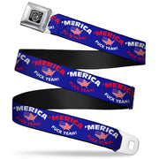 BD Wings Logo CLOSE-UP Full Color Black Silver Seatbelt Belt - 'MERICA FUCK YEAH!/USA Silhouette Blue/White/Red/US Flag Webbing Seatbelt Belts Buckle-Down