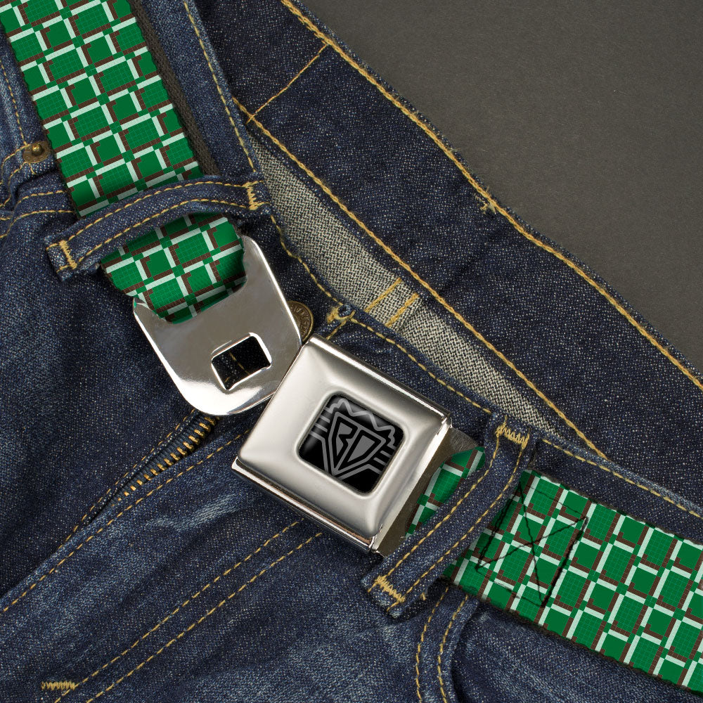 BD Wings Logo CLOSE-UP Black/Silver Seatbelt Belt - 8-Bit Pixel CLOSE-UP2 Green/White/Brown Webbing Seatbelt Belts Buckle-Down