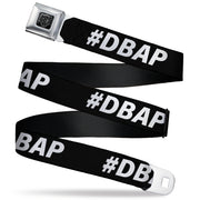 BD Wings Logo CLOSE-UP Black/Silver Seatbelt Belt - #DBAP Hash Tag Text Black/White Webbing Seatbelt Belts Buckle-Down