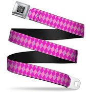 BD Wings Logo CLOSE-UP Full Color Black Silver Seatbelt Belt - Argyle Pink/Fuchsia/Blue Webbing Seatbelt Belts Buckle-Down