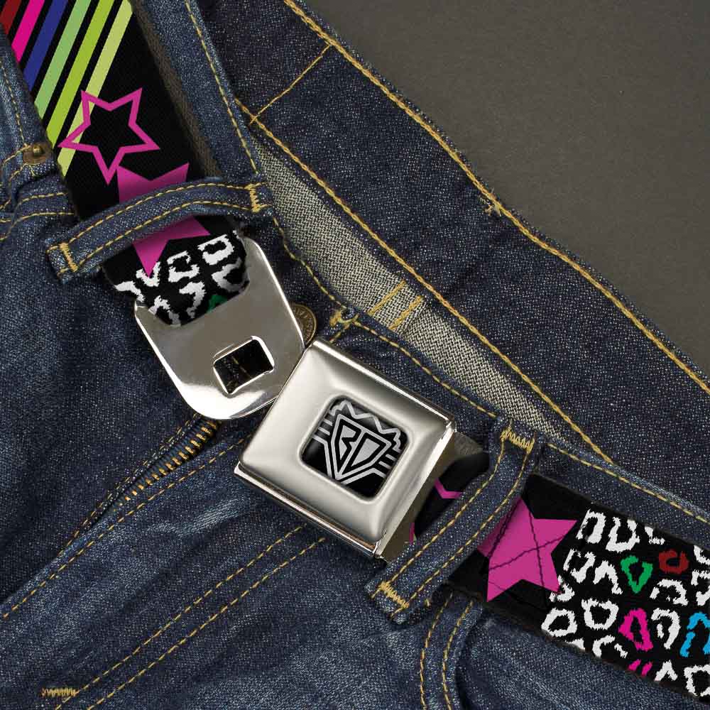 BD Wings Logo CLOSE-UP Full Color Black Silver Seatbelt Belt - Animal Skins & Stripes 1 Webbing Seatbelt Belts Buckle-Down
