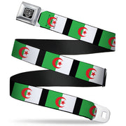 BD Wings Logo CLOSE-UP Full Color Black Silver Seatbelt Belt - Algeria Flags Webbing Seatbelt Belts Buckle-Down