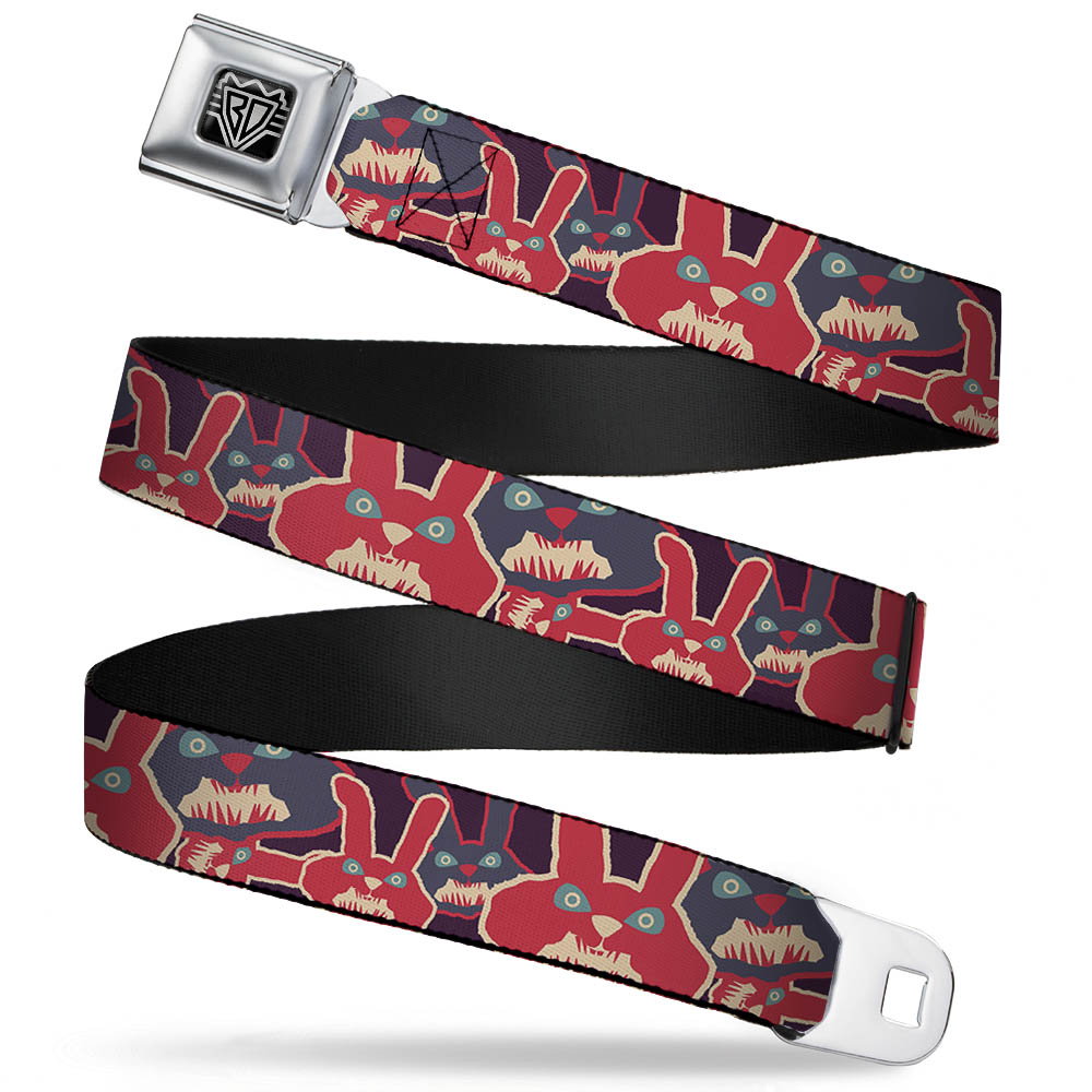 BD Wings Logo CLOSE-UP Full Color Black Silver Seatbelt Belt - Angry Bunnies Purple/Red/Blue Webbing Seatbelt Belts Buckle-Down