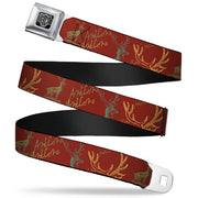 BD Wings Logo CLOSE-UP Full Color Black Silver Seatbelt Belt - Antlers Brown/Turquoise/Gold Webbing Seatbelt Belts Buckle-Down