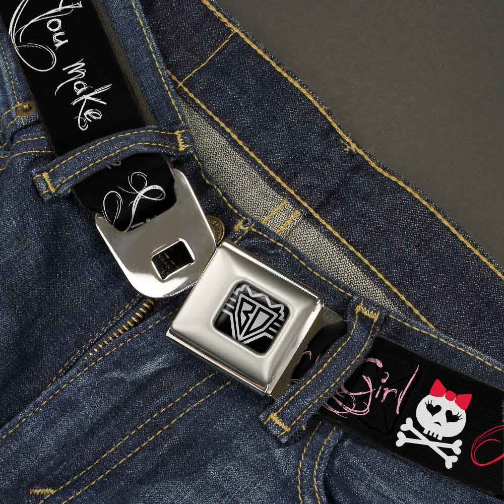 BD Wings Logo CLOSE-UP Full Color Black Silver Seatbelt Belt - Angry Girl/Mad As Hell/You Make Me Sick Webbing Seatbelt Belts Buckle-Down