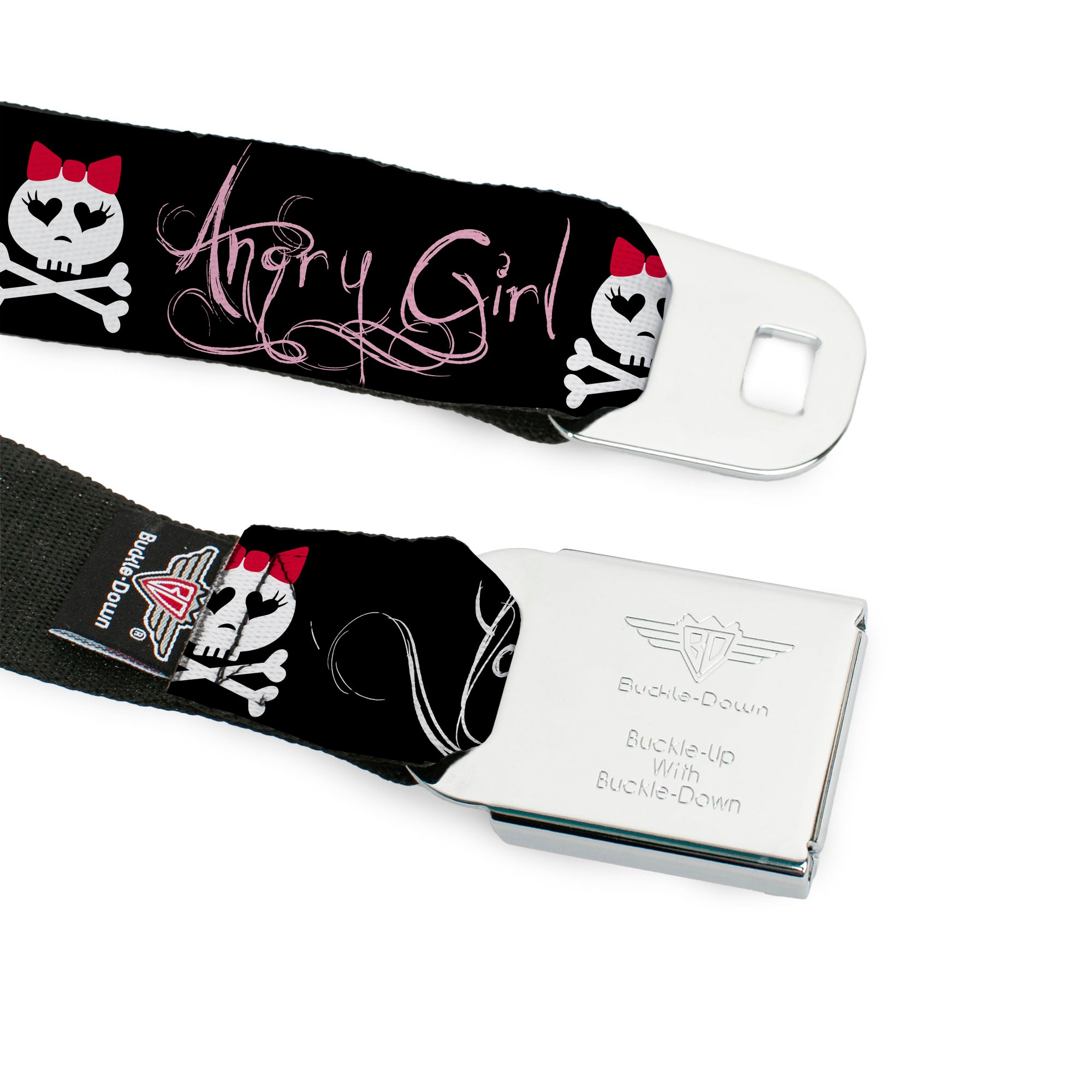 BD Wings Logo CLOSE-UP Full Color Black Silver Seatbelt Belt - Angry Girl/Mad As Hell/You Make Me Sick Webbing Seatbelt Belts Buckle-Down