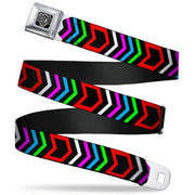 BD Wings Logo CLOSE-UP Full Color Black Silver Seatbelt Belt - Arrows Black/Multi Color Webbing Seatbelt Belts Buckle-Down