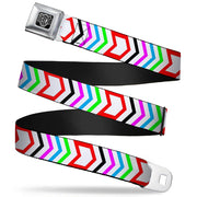 BD Wings Logo CLOSE-UP Full Color Black Silver Seatbelt Belt - Arrows White/Multi Color Webbing Seatbelt Belts Buckle-Down