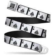 BD Wings Logo CLOSE-UP Full Color Black Silver Seatbelt Belt - Ace of Spades Webbing Seatbelt Belts Buckle-Down