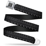 BD Wings Logo CLOSE-UP Full Color Black Silver Seatbelt Belt - Aztec1 Gray/Black Webbing Seatbelt Belts Buckle-Down